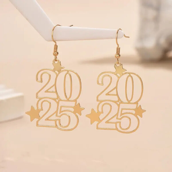 New Creative Gloden Number 2025 Dangle Earrings - Image 4