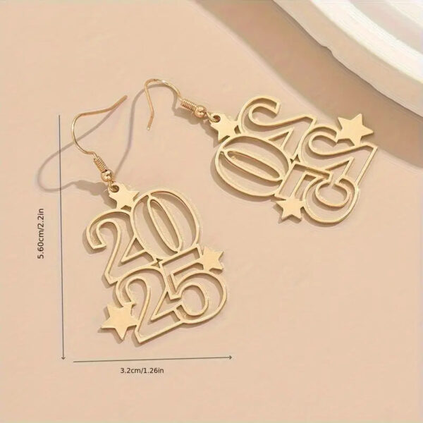 New Creative Gloden Number 2025 Dangle Earrings - Image 3