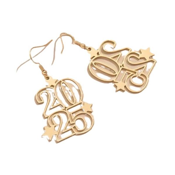 New Creative Gloden Number 2025 Dangle Earrings - Image 2