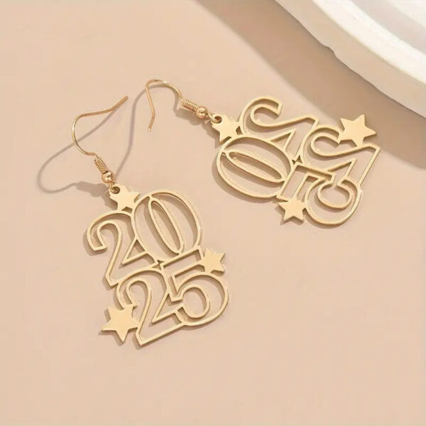 New Creative Gloden Number 2025 Dangle Earrings - Image 5